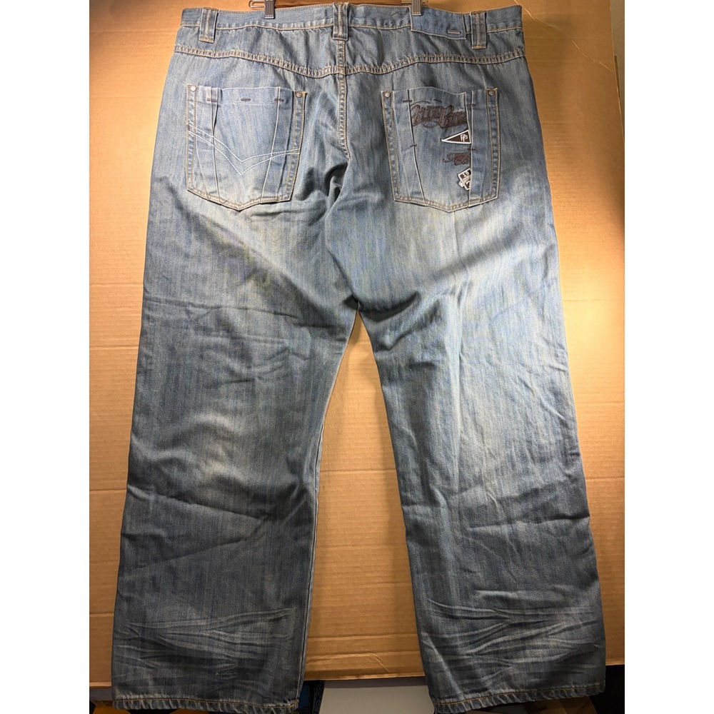 Pelle Pelle Premium Jeans Mens 48x34 Blue Baggy Hip Hop Embroidered Pocket Denim